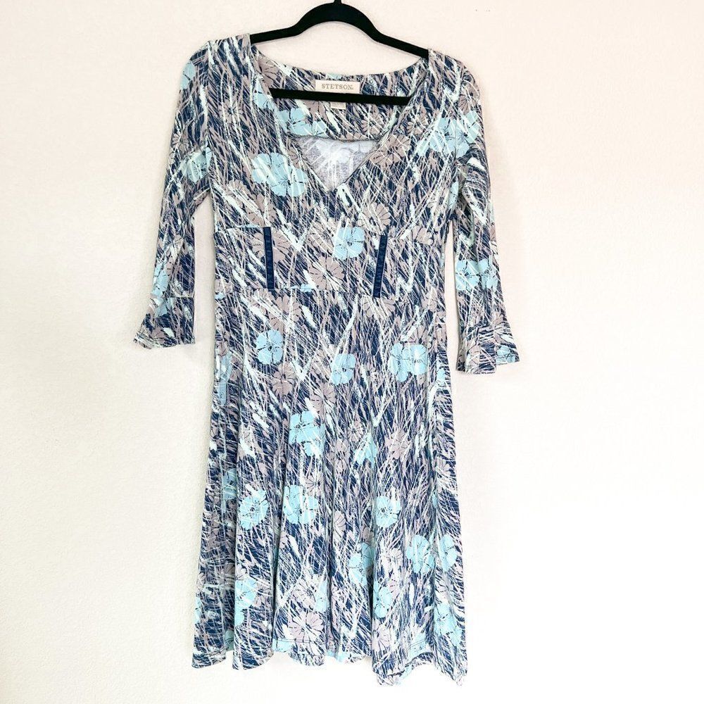 Stetson Multi-Color Floral 3/4 Sleeve Dress, Size Small
